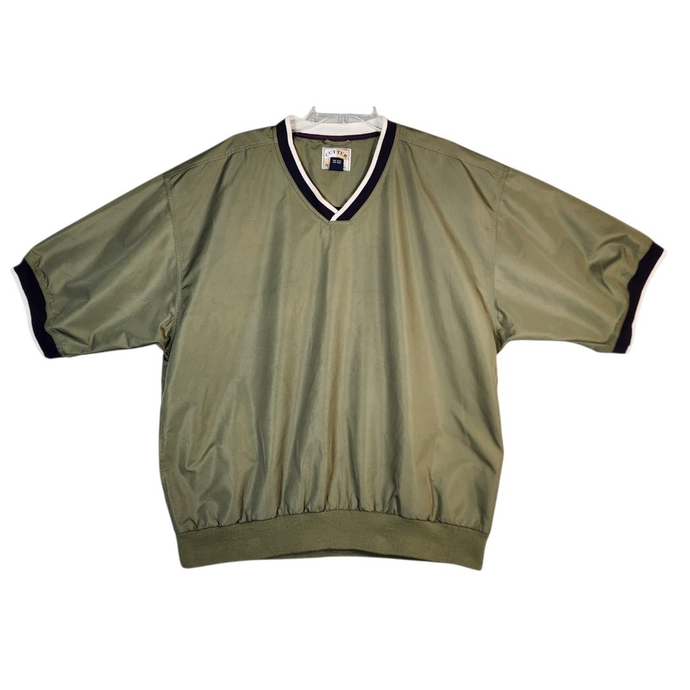 Cutter & Buck Clima Guard Men's L Green Golf Wind Pullover V Neck Short Sleeve